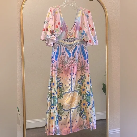 Oceanus Camille Satin Midi Dress Size XXL - Picture 8 of 16